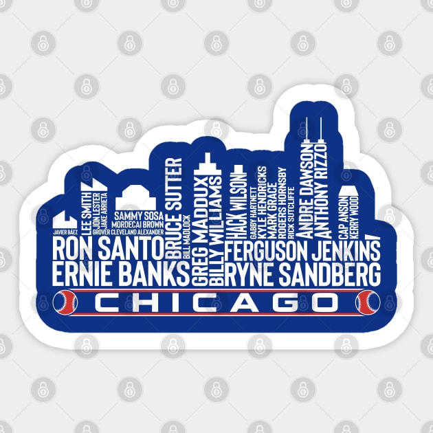 Chicago Baseball Team All Time Legends, Chicago City Skyline Sticker by Legend Skyline